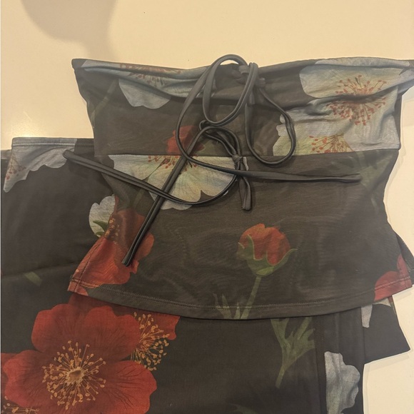 TIGER MIST TANKINI & MAXI SKIRT SET  - RED: MACRO FLORAL - Picture 4 of 5